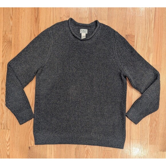 Men's L.L.Bean Organic Cotton Waffle Sweater Rollneck Crew Large Tall LT 515580 - Picture 1 of 7